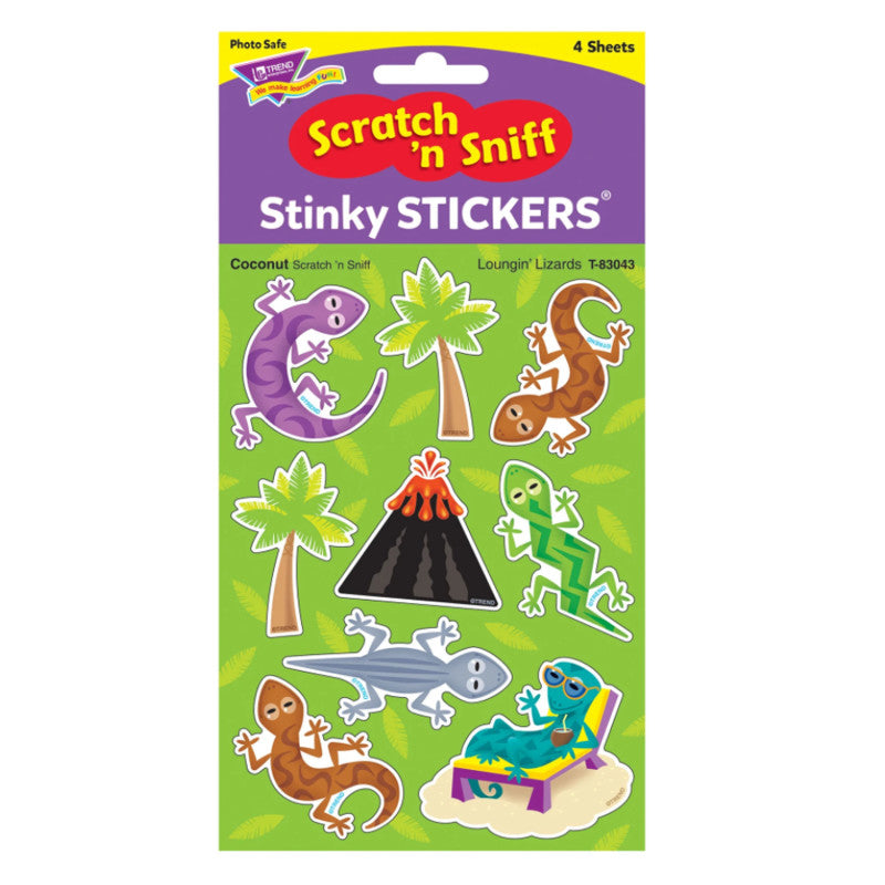 Loungin' Lizards/Coconut Mixed Shapes Stinky Stickers&reg;, 36 ct.