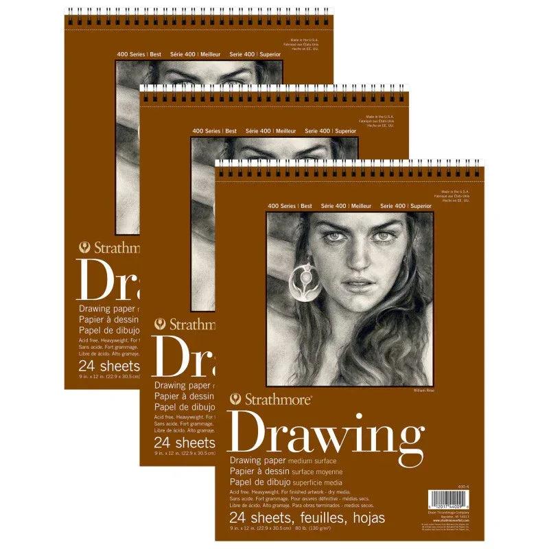 400 Series Drawing Pad, Smooth Finish, Wire Binding, 24 Sheet, 9x12 in ...