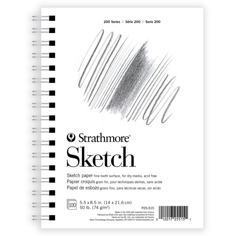 200 Series Sketch Paper Pad, Side Wire Binding, 100 Sheet, 5.5x8.5 inch, 1 Count