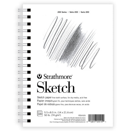 200 Series Sketch Paper Pad, Side Wire Binding, 100 Sheet, 5.5x8.5 inch, 1 Count