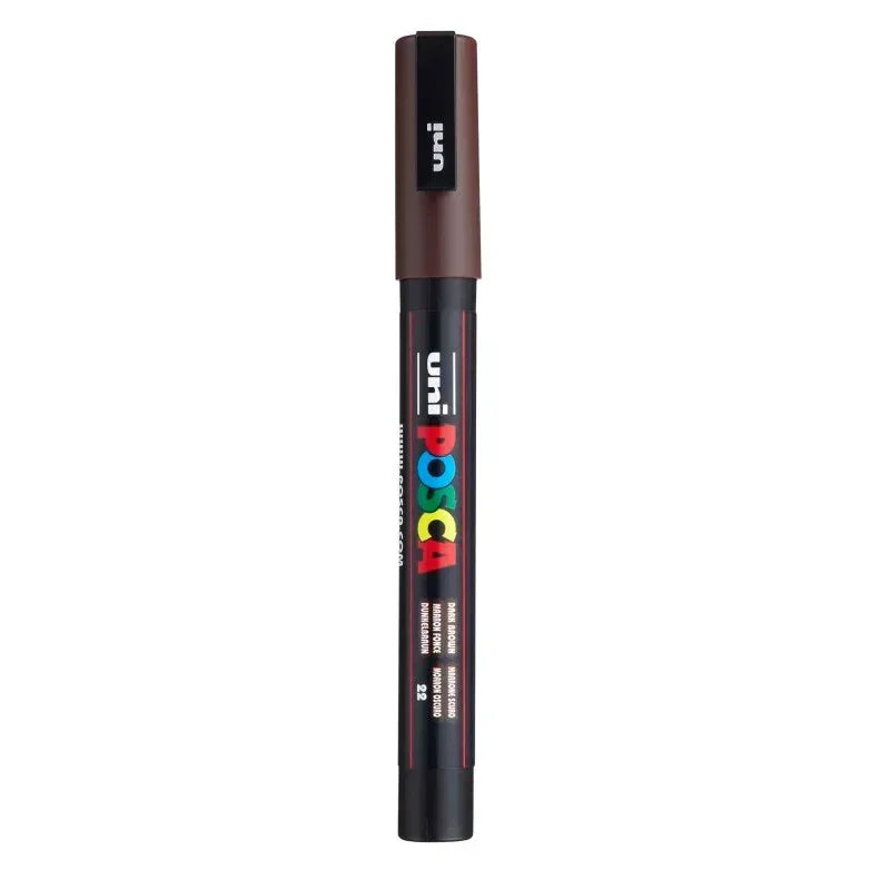 uni® POSCA PC-3M Water-Based Paint Markers, Reversible Fine Tip (0.9-1.3mm), Dark Brown