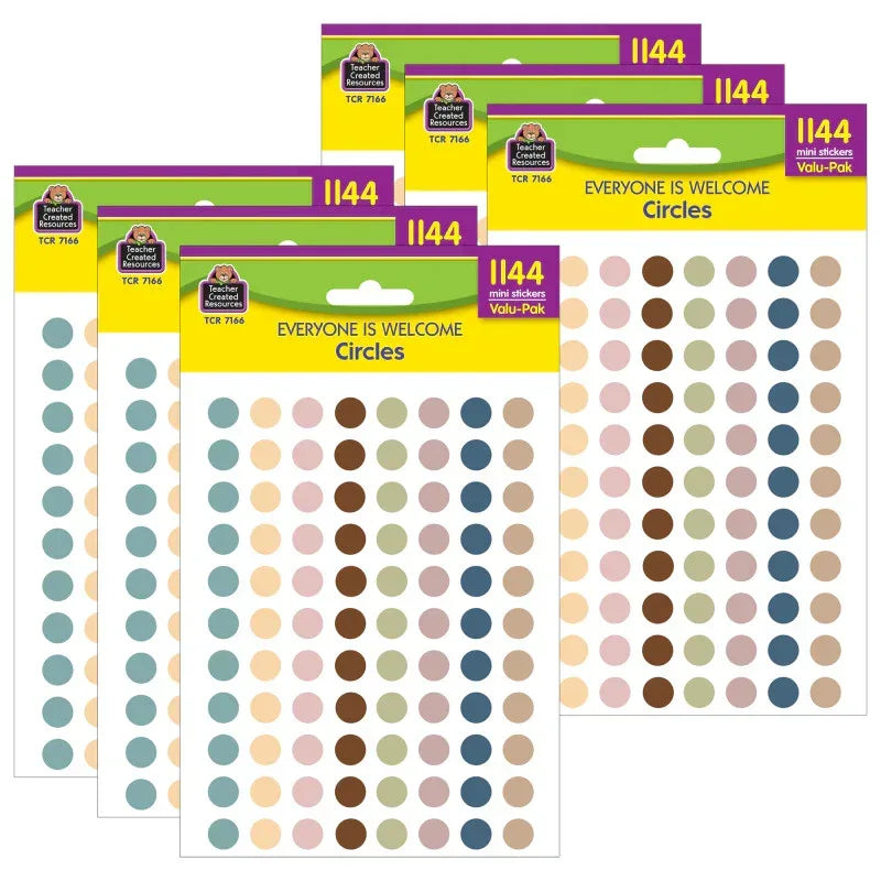 Everyone is Welcome Circles Mini Stickers Valu-Pak, 1144 Per Pack, 6 Packs