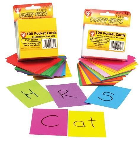 Hygloss Pocket Cards 3" x 3", Assorted colors, pack of 100