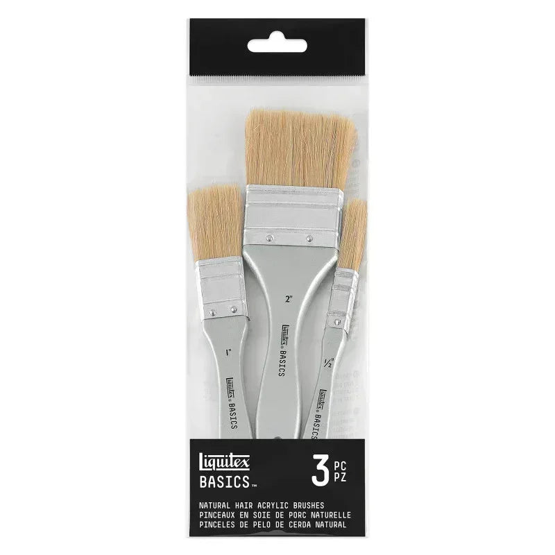 BASICS Large Scale Paint Brushes, Natural Hair, Set of 3
