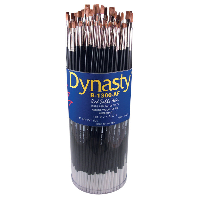 Red Sable Style Flat Brush Canister, 72 Brushes