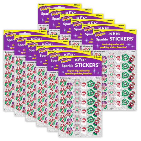 Christmas Joys Sparkle Stickers&reg;, 72 Per Pack, 12 Packs