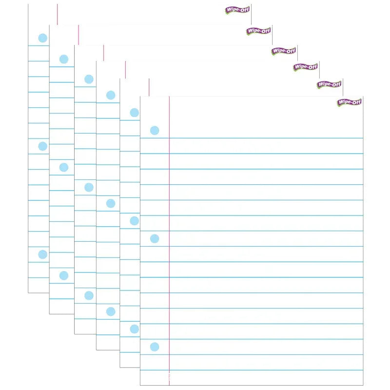 Notebook Paper Wipe-Off&reg; Chart, 17" x 22", Pack of 6