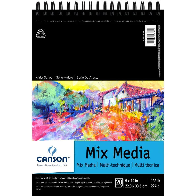 Artist Series Mixed Media Pad, Top Wire Binding, 20 Sheet, 9x12 inch, 1 Count