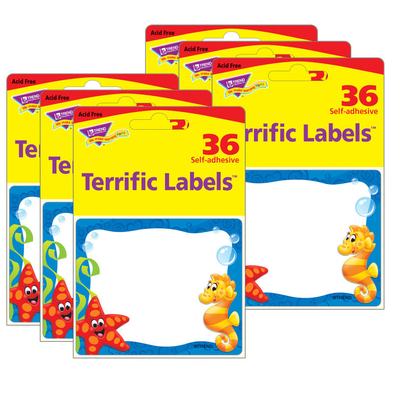 Sea Buddies&trade; Terrific Labels&trade;, 36 Per Pack, 6 Packs