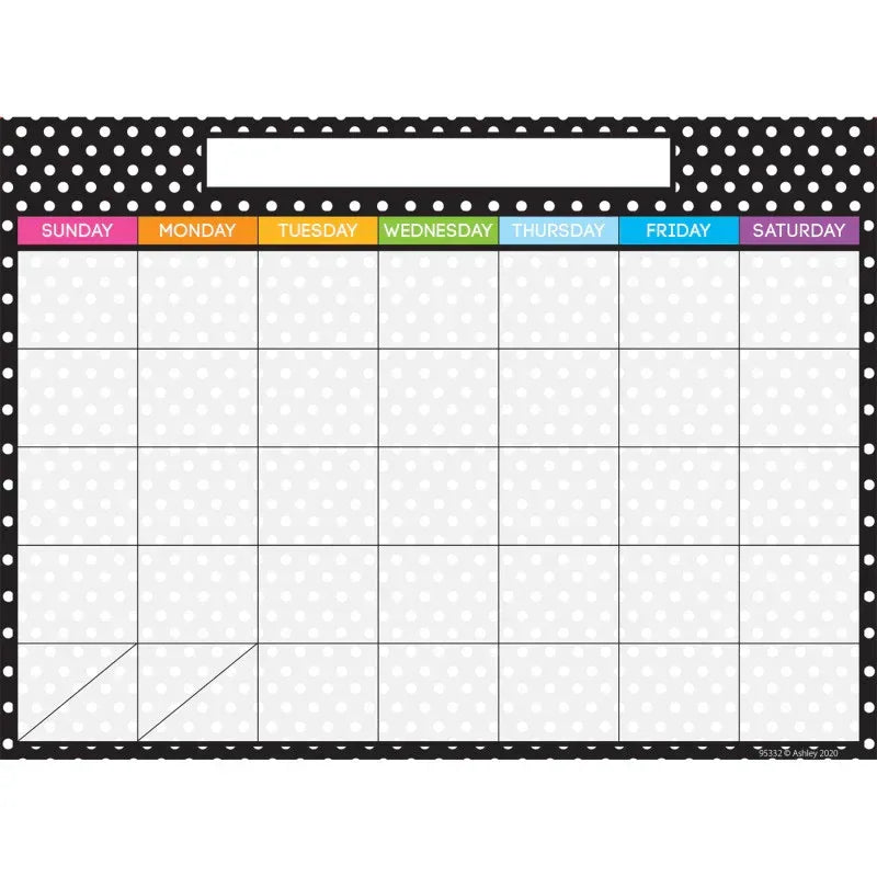 Smart Poly&reg; PosterMat Pals&trade; Space Savers, 13" x 9-1/2", BW Dots Calendar