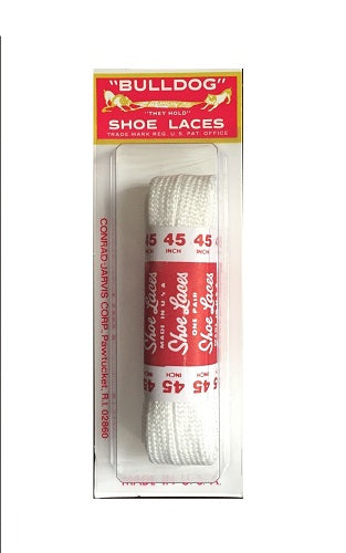 Bulldog Blister Flat Athletic Shoe Laces 45" inches in White