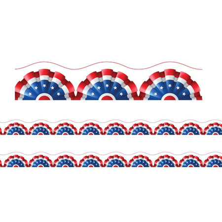 Borders/Trims, Magnetic, Scallop Cut - 1-1/2" x 24", Patriotic Theme, 24' per Pack, 2 Packs