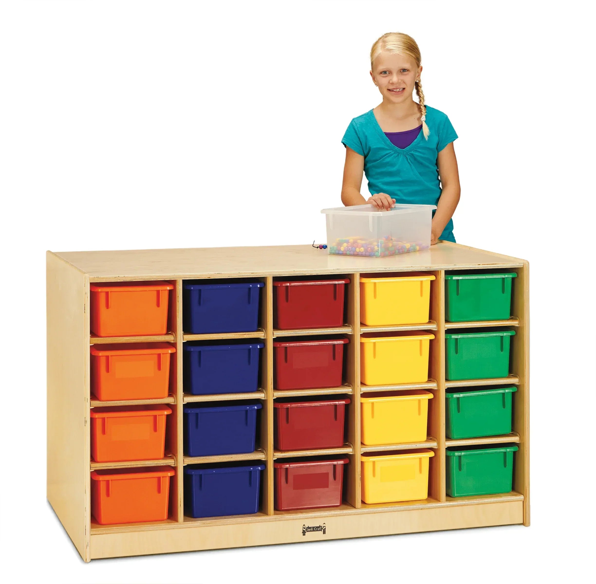 Jonti-Craft® Double-Sided Island – Single + 20 Cubbie-Tray - with Colored Trays