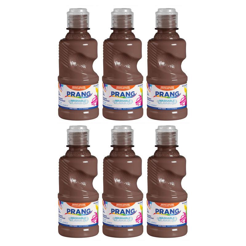 Washable Tempera Paint, 8 oz Bottle, Brown, Set of 6