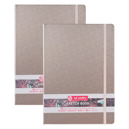 Sketchbook, 80 Sheets, 90lbs, Pink Champagne Cover, 8.3" x 11.7" (A4), Pack of 2