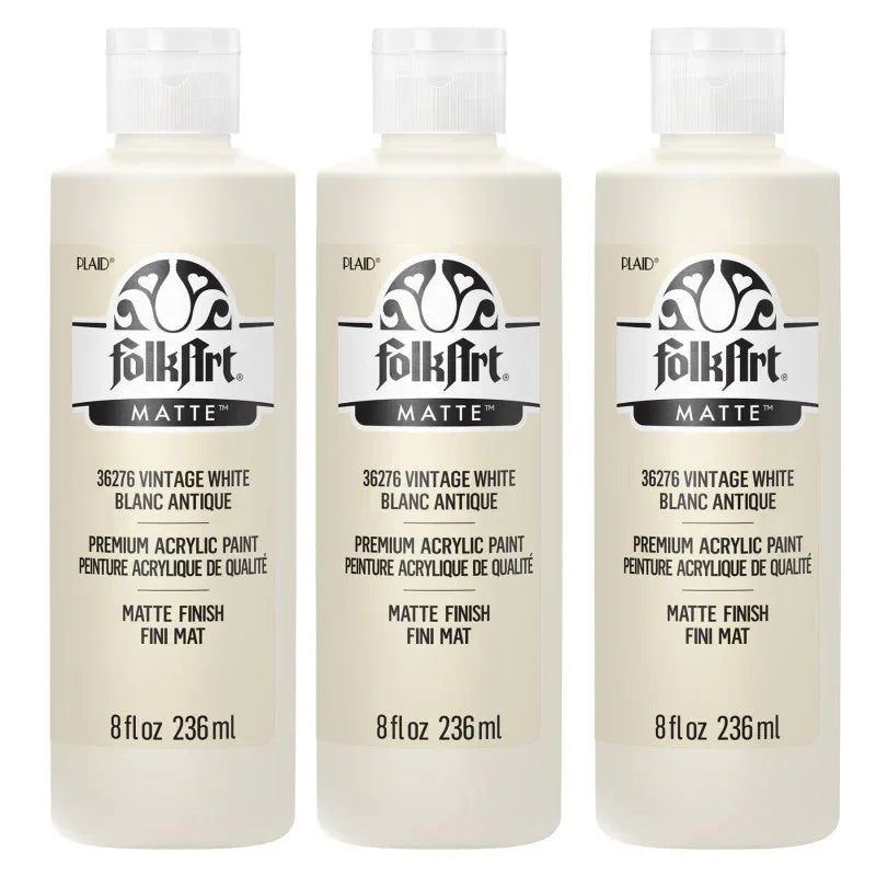 Acrylic Paint Matte, 8oz., Vintage White, Pack of 3
