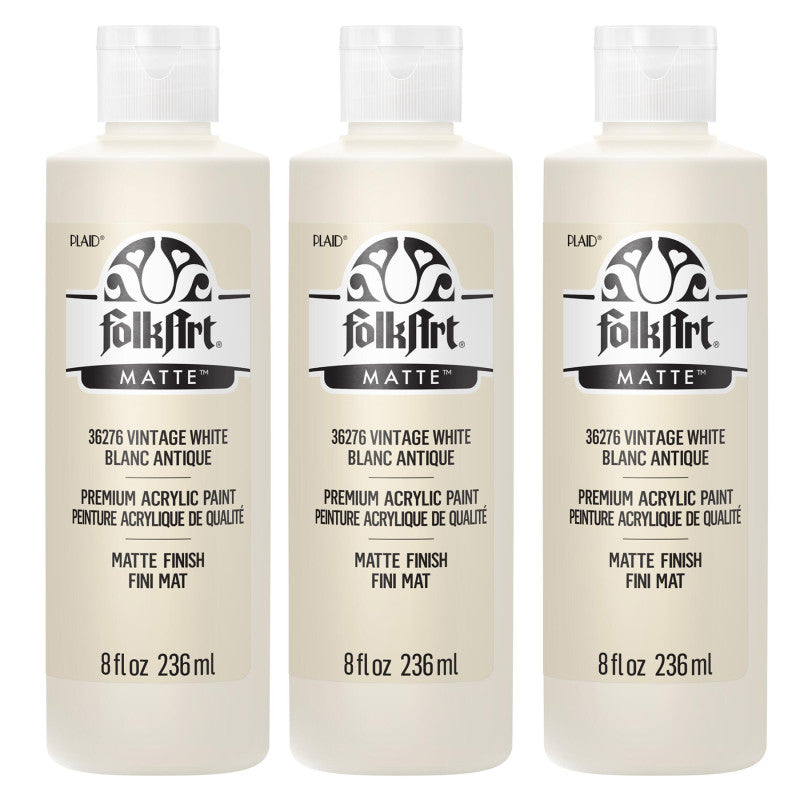 Acrylic Paint Matte, 8oz., Vintage White, Pack of 3