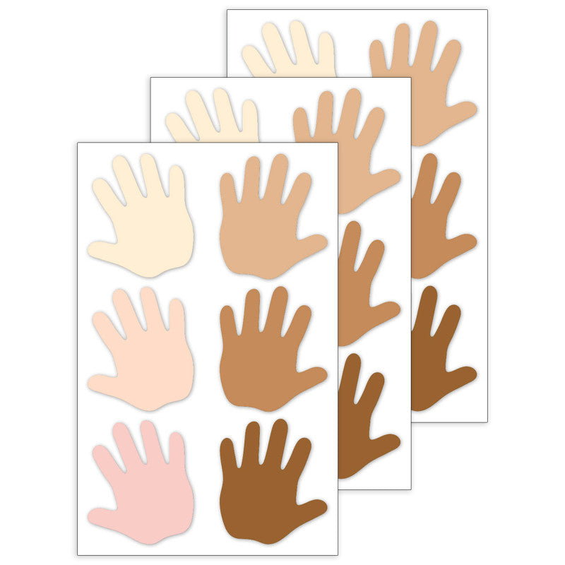 Multicultural Hands 6" Designer Cut-Outs, 36 Per Pack, 3 Packs