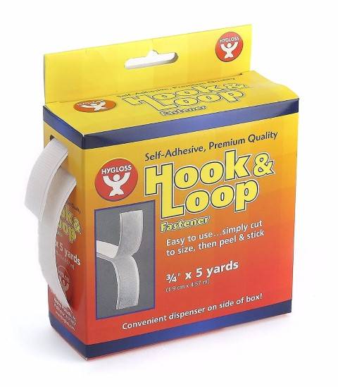 Hygloss Hook and Loop Tape, 3/4-Inch by 5-Yard, White 45105