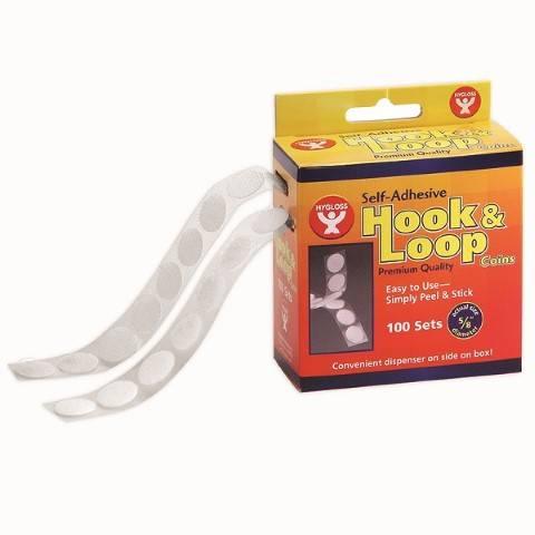 Hygloss Hook and Loop Coins 5/8" 100/PK White 45210