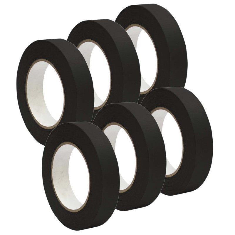 Premium Grade Masking Tape, 1" x 55 yards, Black, 6 Rolls