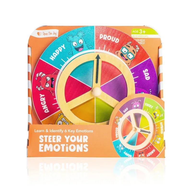 Steer Your Emotions Wheel, Wooden Emotional Regulation Steering Toy for Kids