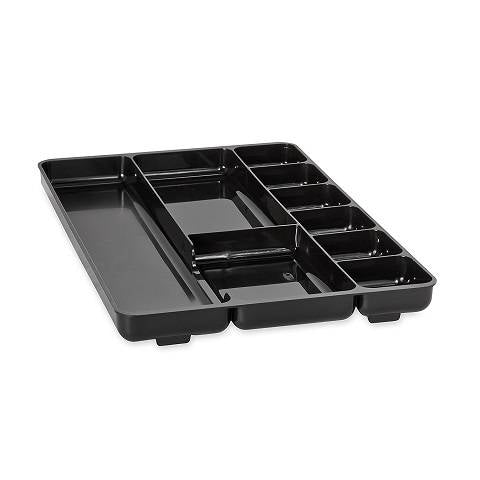 9-Section Drawer Organizer, Plastic, 14 x 9.125 x 1.125 Inches, Black (45706)
