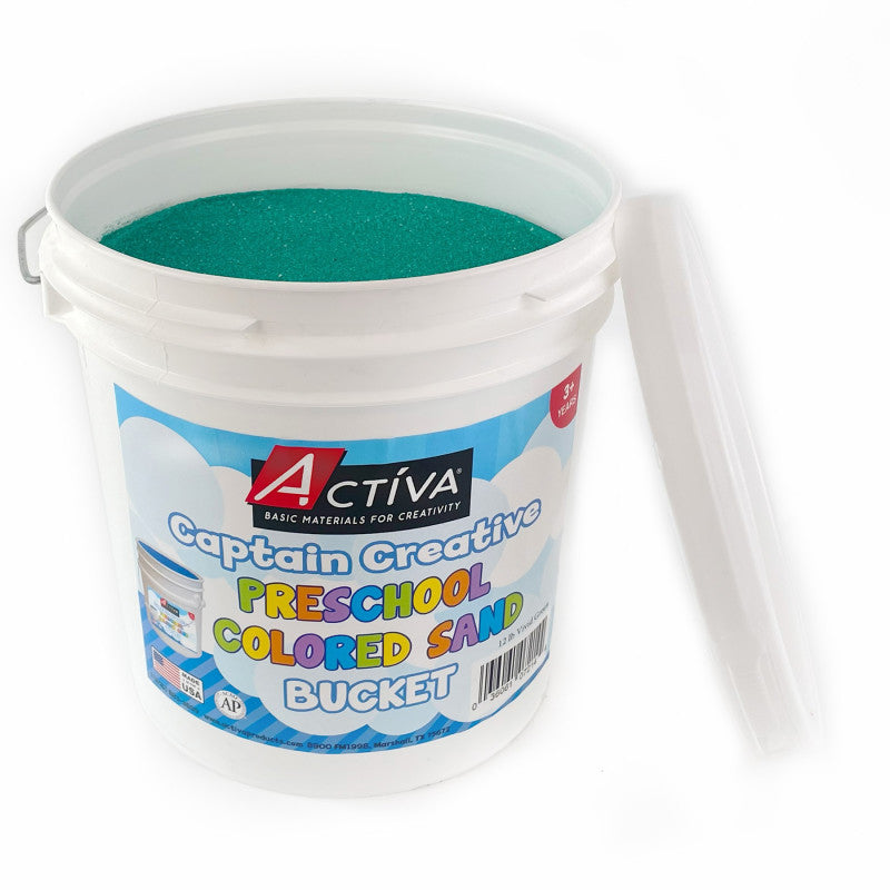 Preschool Colored Sand, Sand Art, Vivid Green, 12 lb Bucket