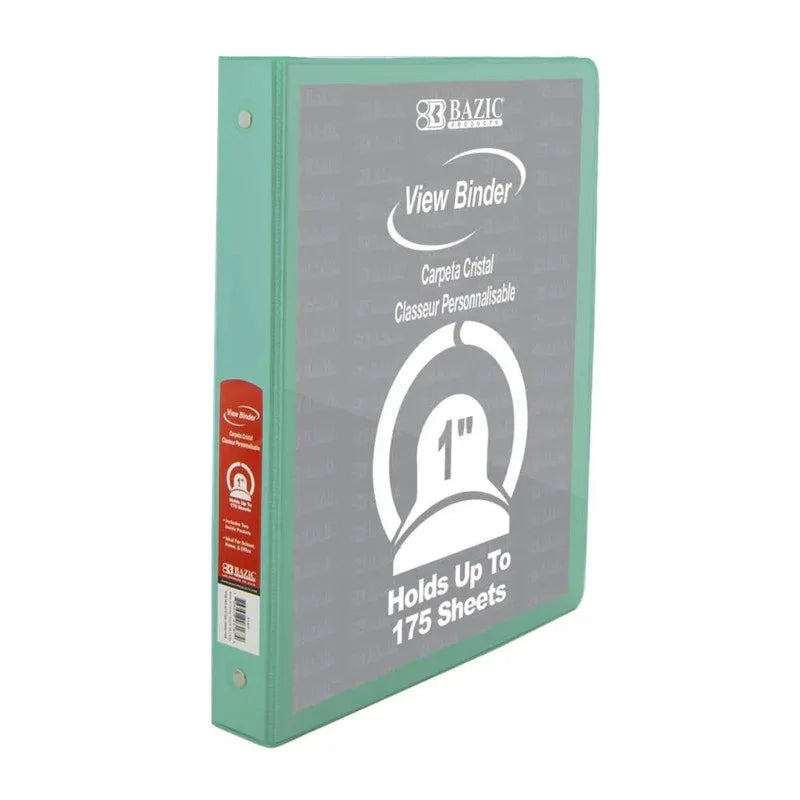 1" 3-Ring View Binder with 2-Pockets, Assorted Pastel Colors, 1 Count