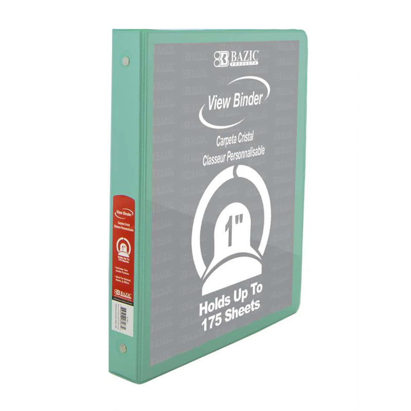 1" 3-Ring View Binder with 2-Pockets, Assorted Pastel Colors, 1 Count