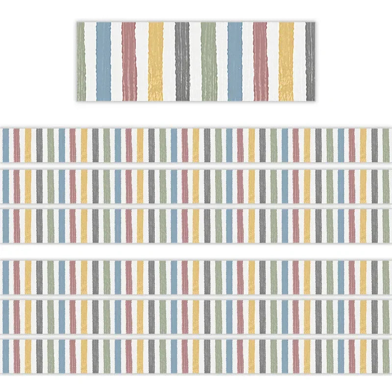 Classroom Cottage Stripes Straight Border Trim, 35 Feet Per Pack, 6 Packs