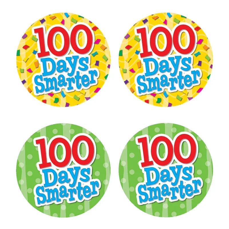 100 Days Smarter Wear 'Em Badges, Self-Adhesive, Pack of 32