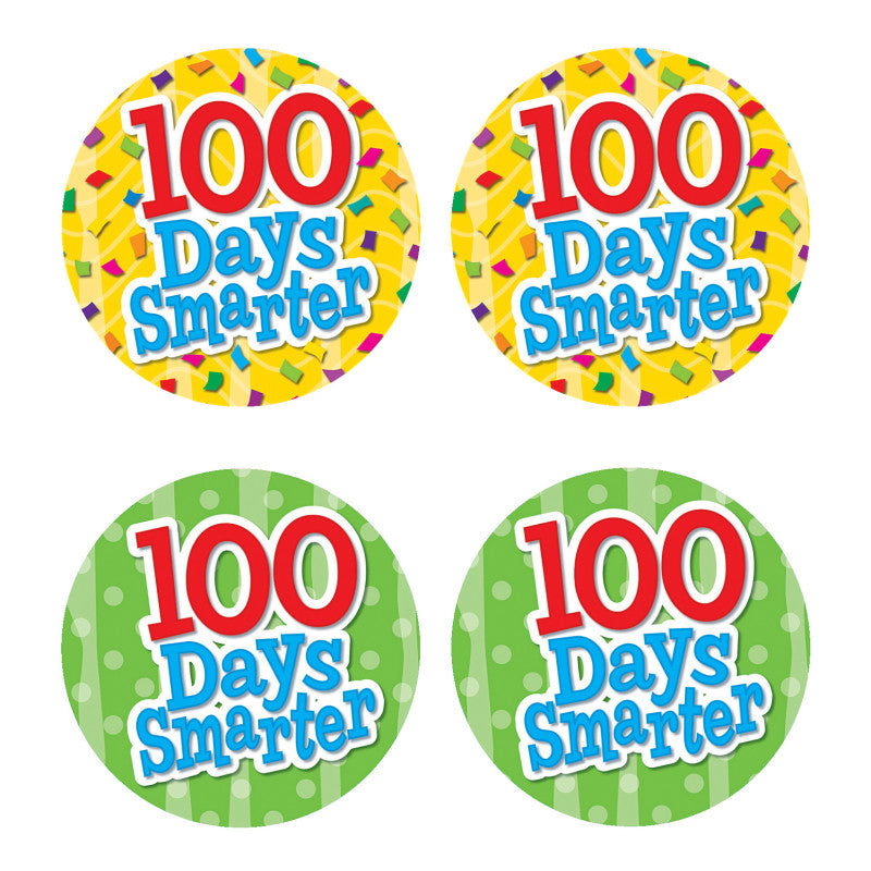 100 Days Smarter Wear 'Em Badges, Self-Adhesive, Pack of 32