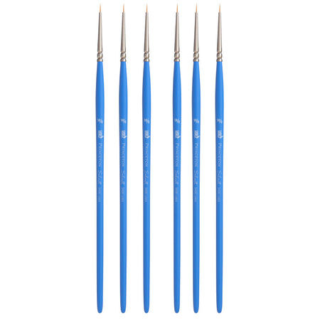 Select Artiste Short Liner Brush, Synthetic Bristles, Short Handle Mixed Media Paintbrush, Jewel Blue, Size 18/0, Pack of 6