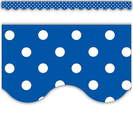 Blue Mini Polka Dots Scalloped Border Trim, TCR4666