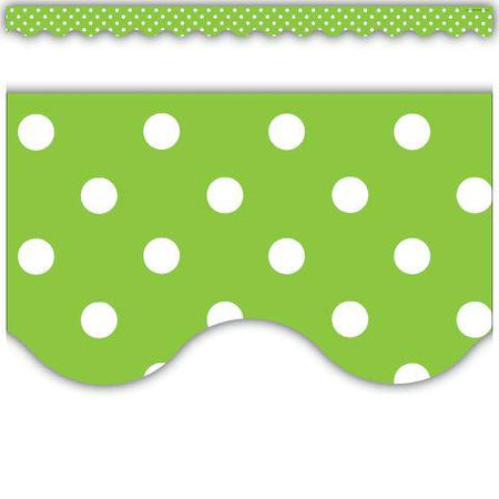Lime Mini Polka Dots Scalloped Border Trim, TCR4669