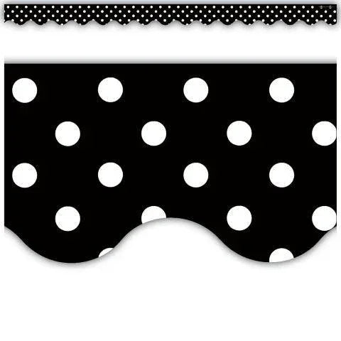 Black Mini Polka Dots Scalloped Border Trim