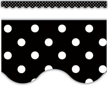Black Mini Polka Dots Scalloped Border Trim
