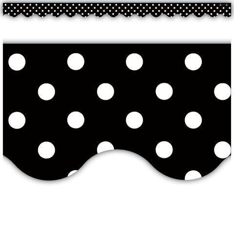 Black Mini Polka Dots Scalloped Border Trim