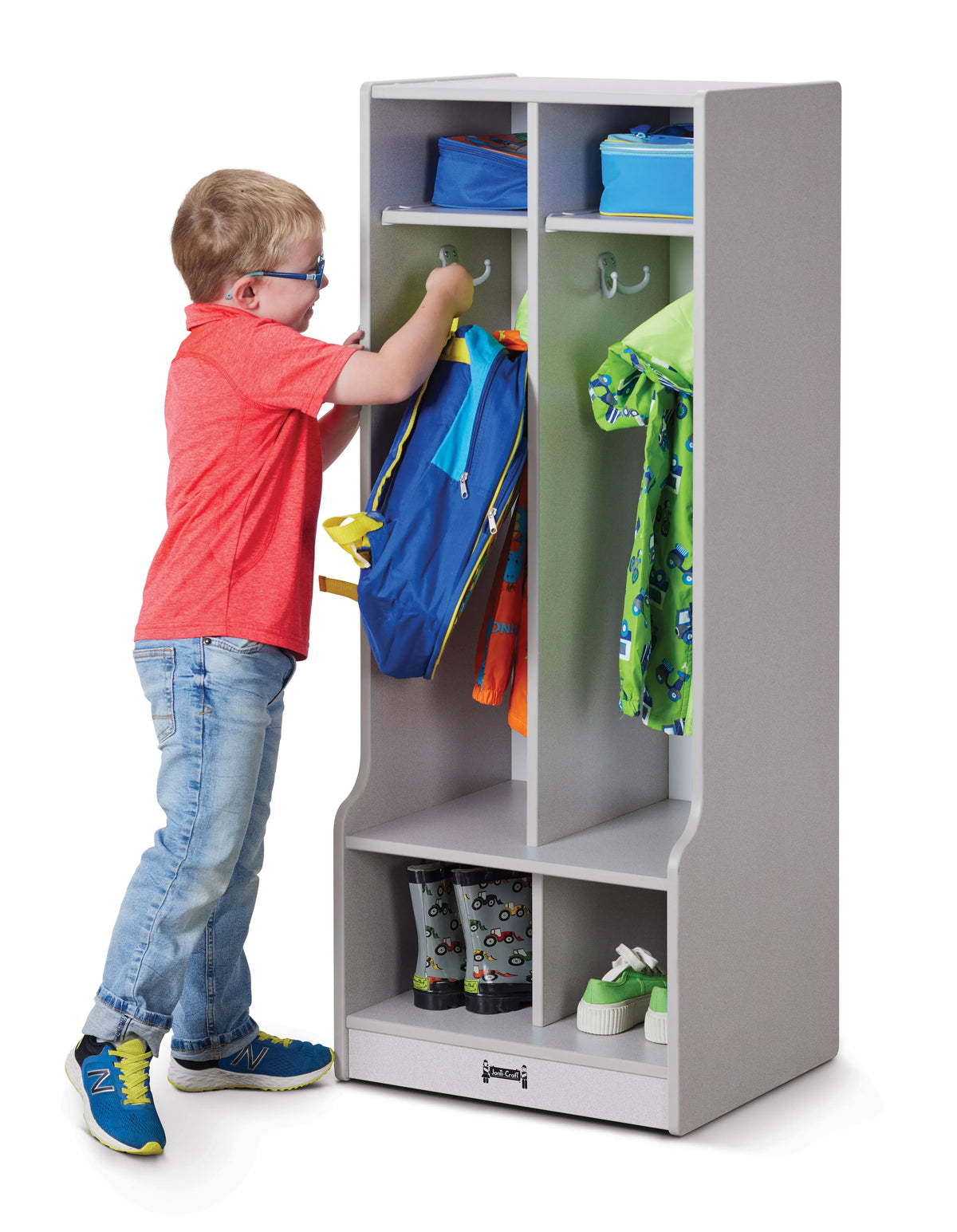 Rainbow Accents® 2 Section Coat Locker with Step - Gray
