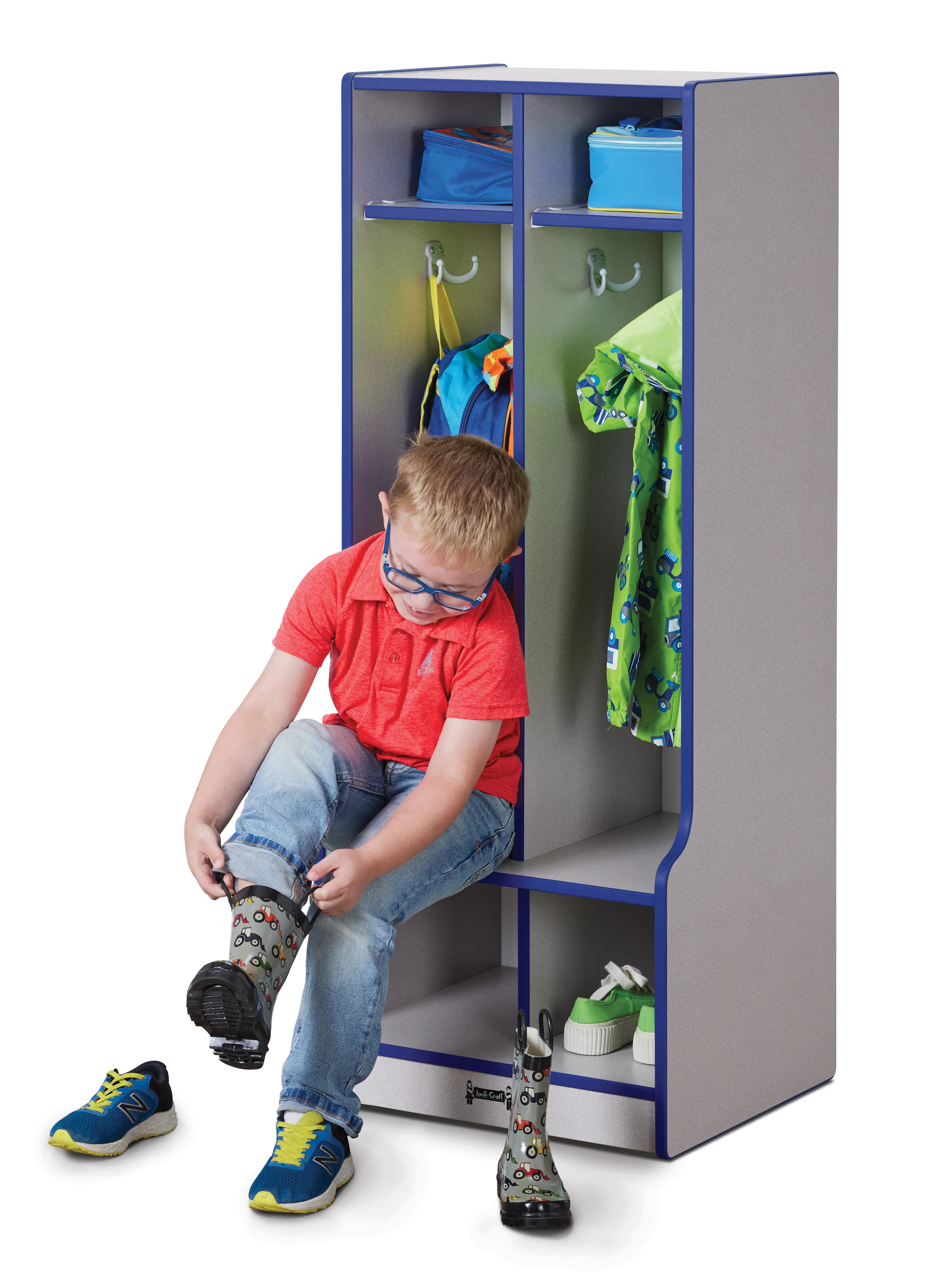 Rainbow Accents® 2 Section Coat Locker with Step - Blue