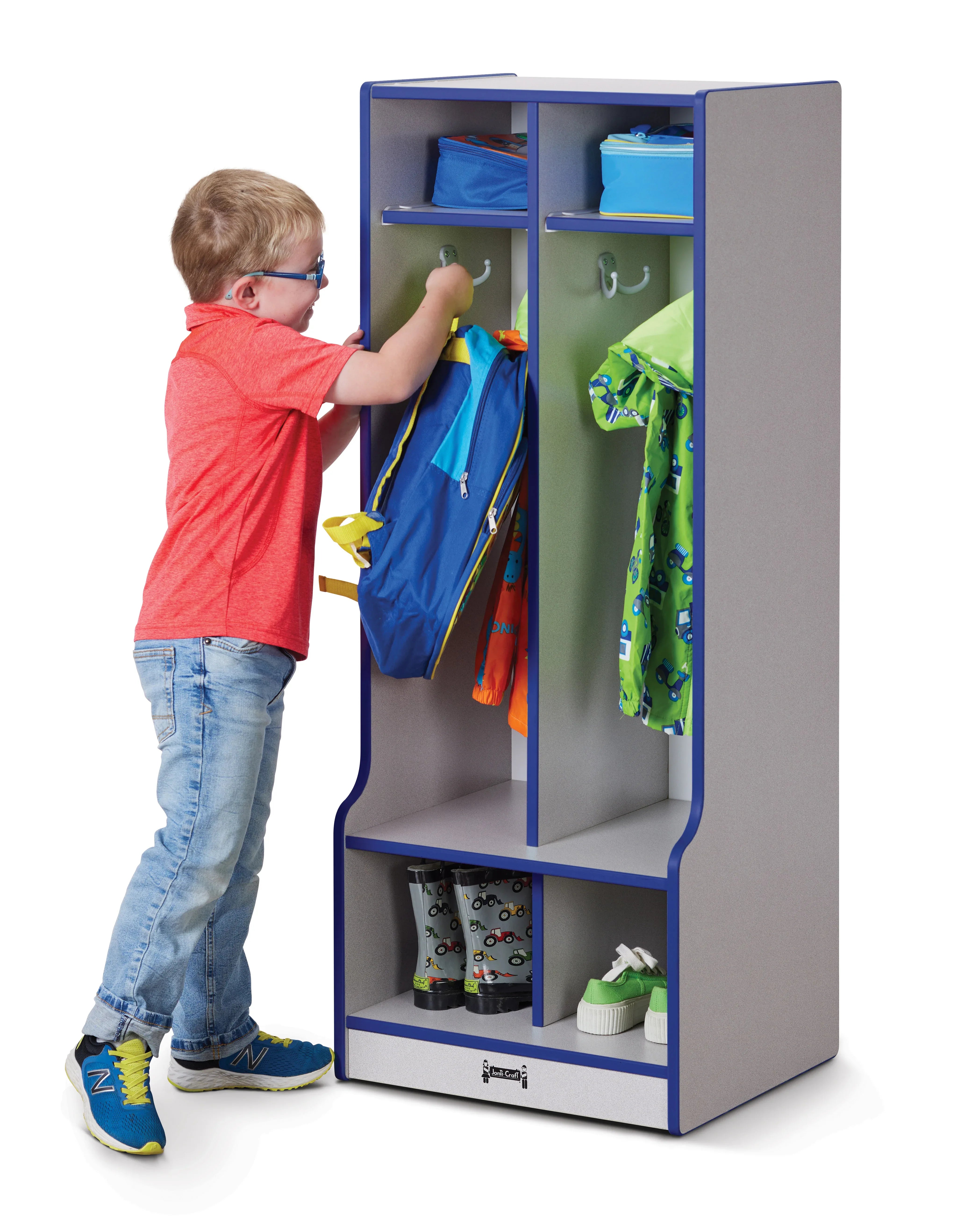 Rainbow Accents® 2 Section Coat Locker with Step - Blue