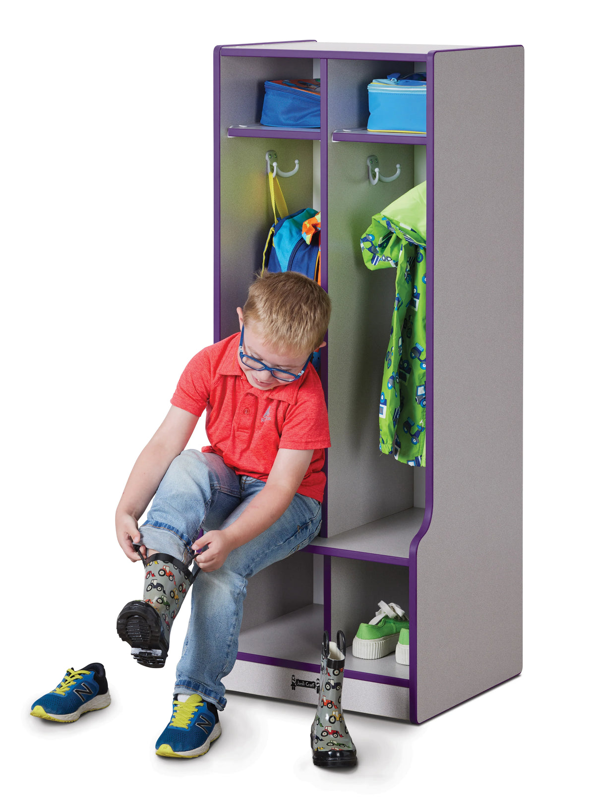 Rainbow Accents® 2 Section Coat Locker with Step - Purple