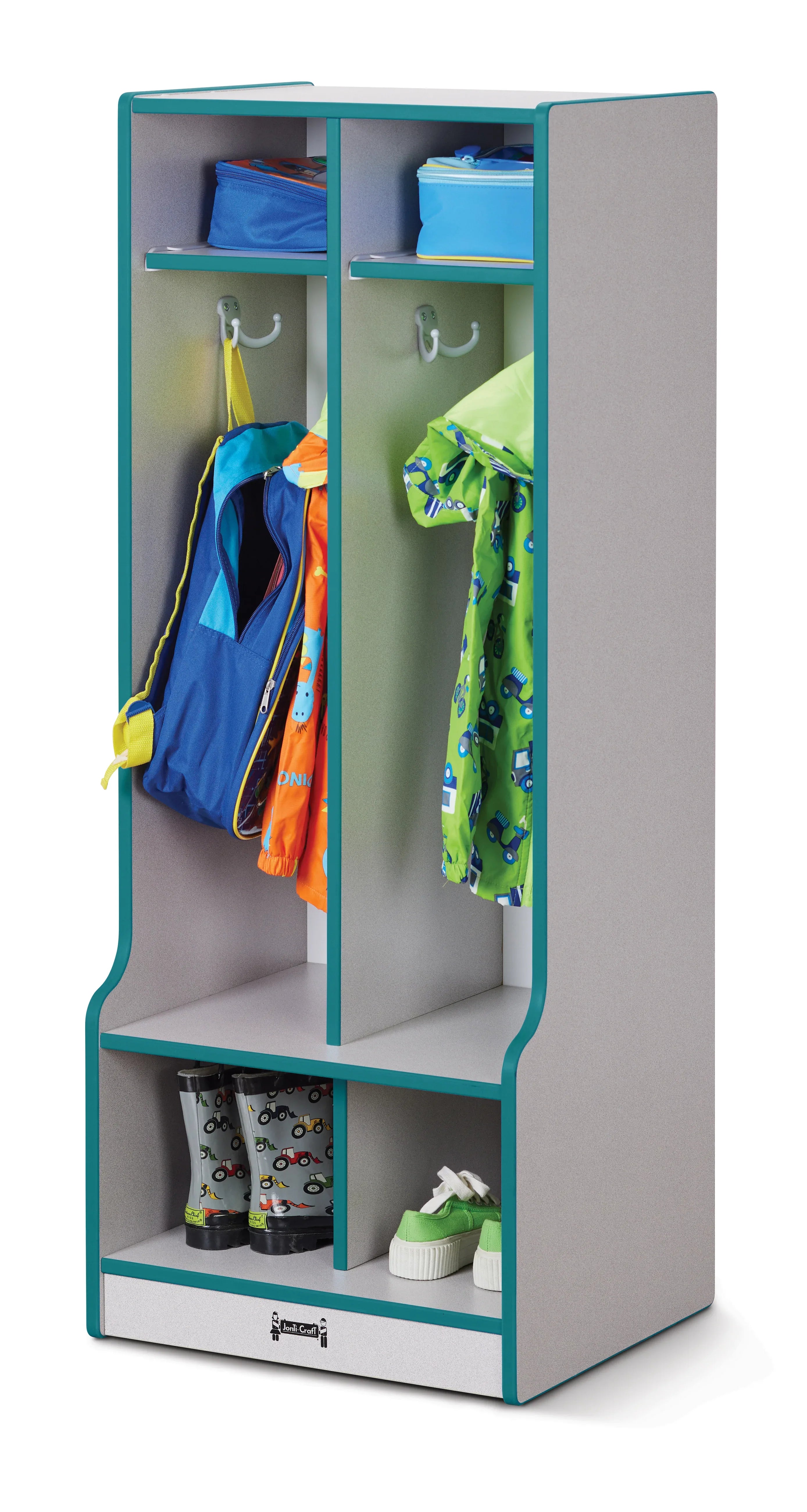 Rainbow Accents® 2 Section Coat Locker with Step - Teal