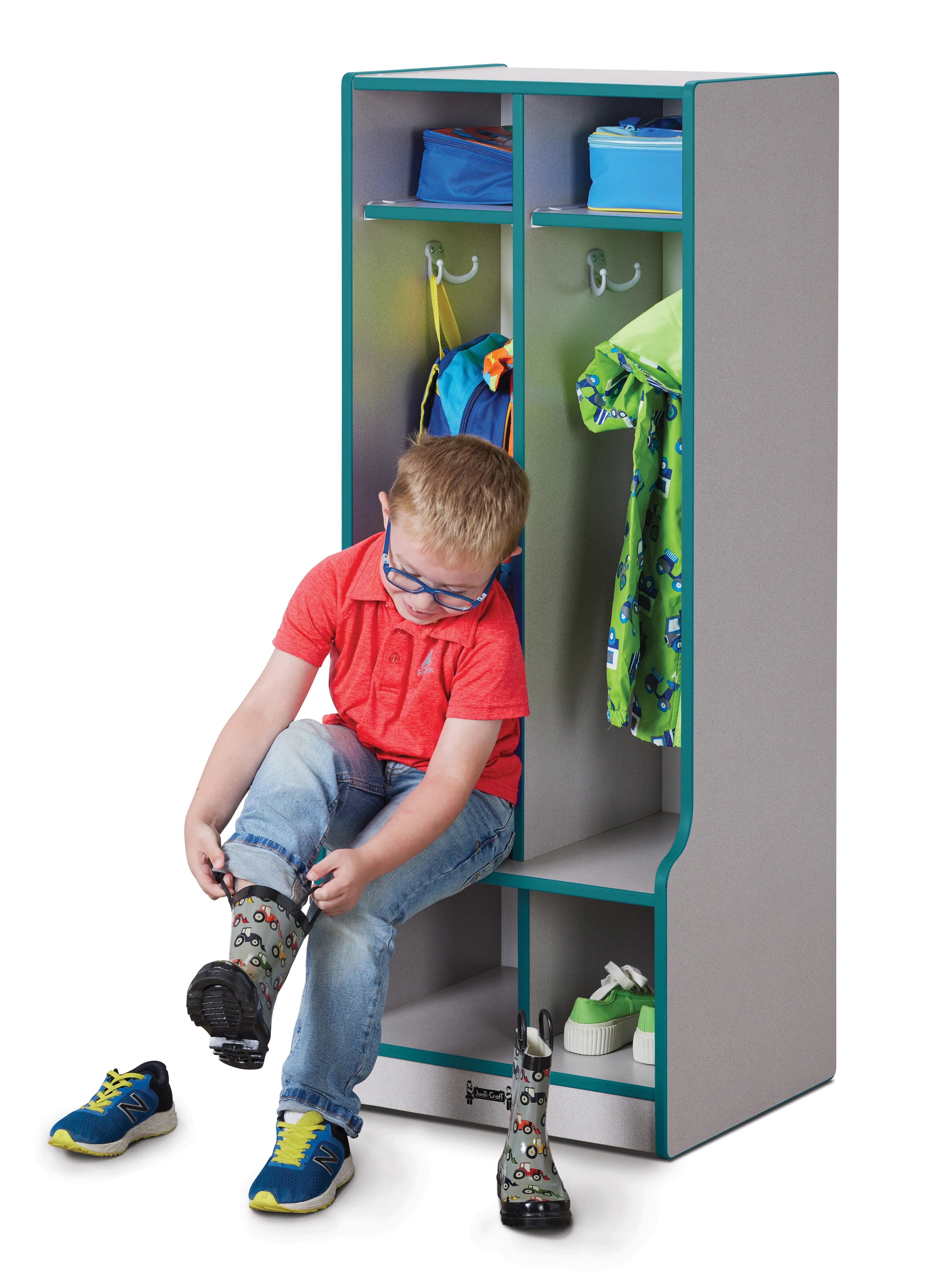 Rainbow Accents® 2 Section Coat Locker with Step - Teal