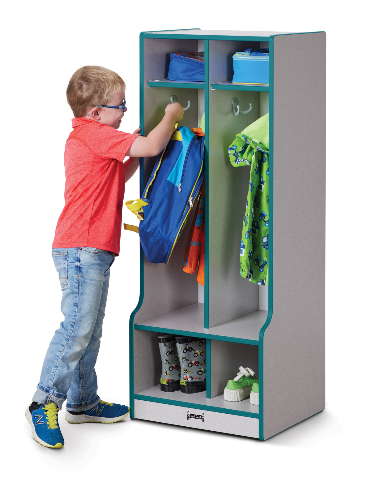Rainbow Accents® 2 Section Coat Locker with Step - Teal