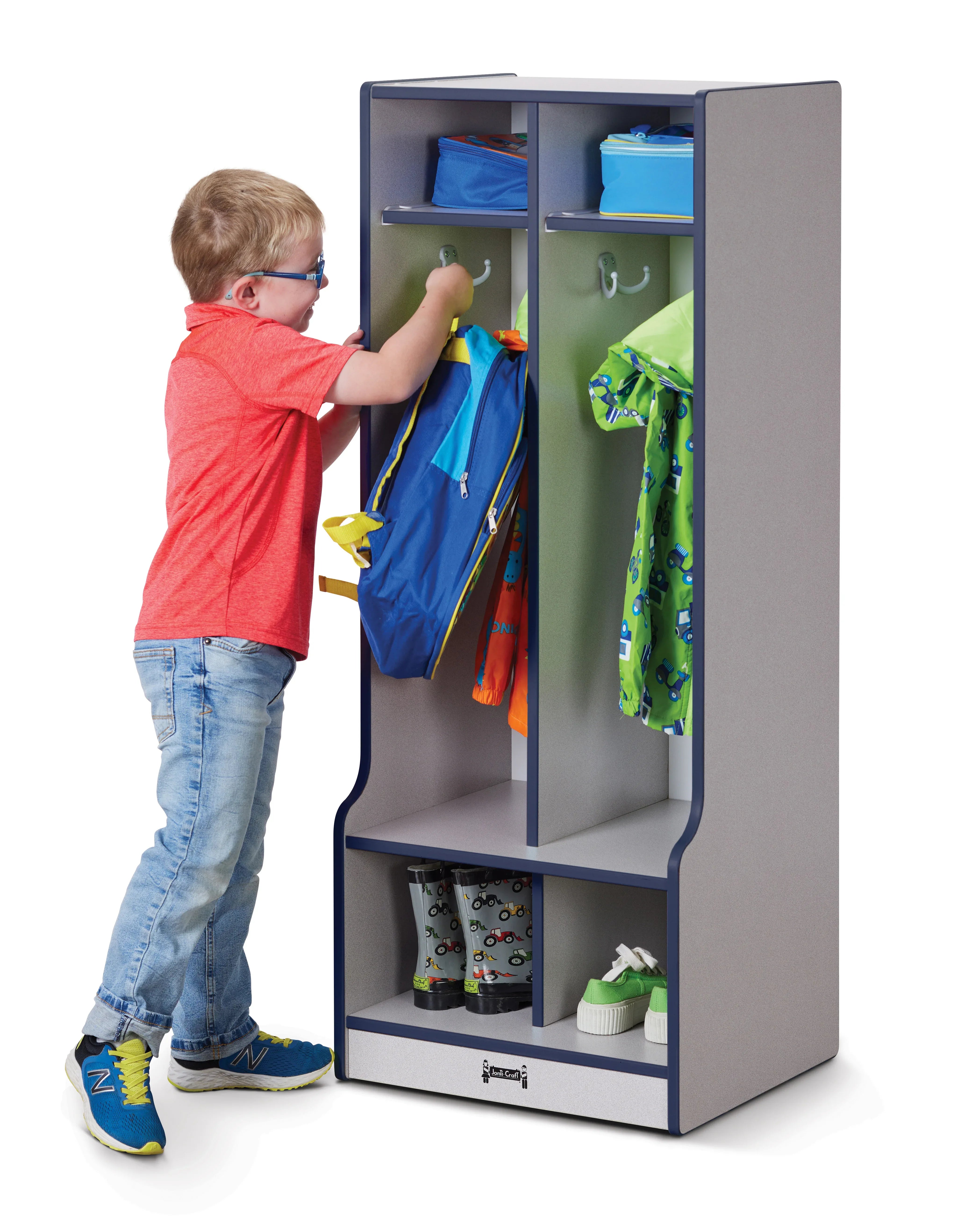 Rainbow Accents® 2 Section Coat Locker with Step - Navy