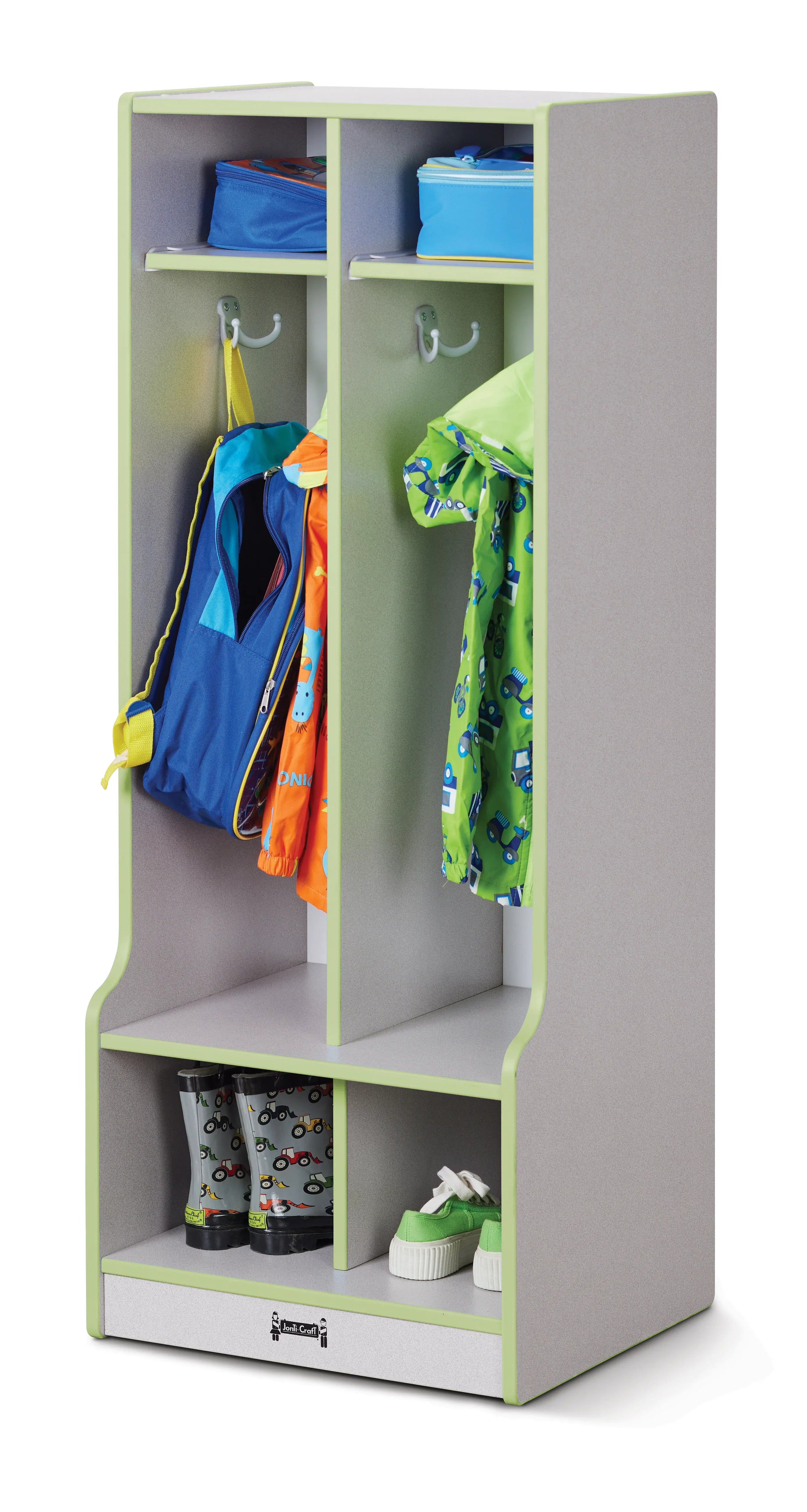 Rainbow Accents® 2 Section Coat Locker with Step - Key Lime Green