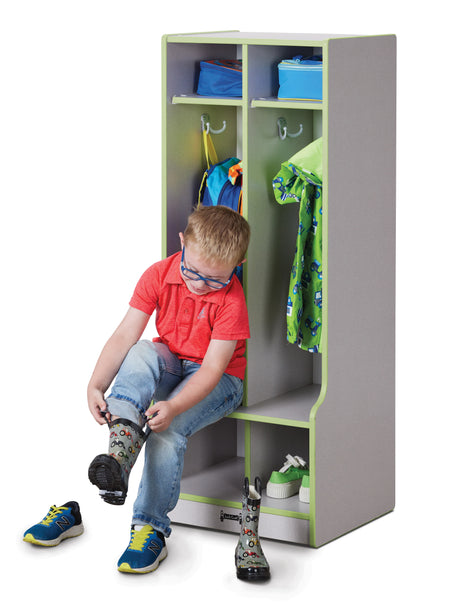 Rainbow Accents® 2 Section Coat Locker with Step - Key Lime Green