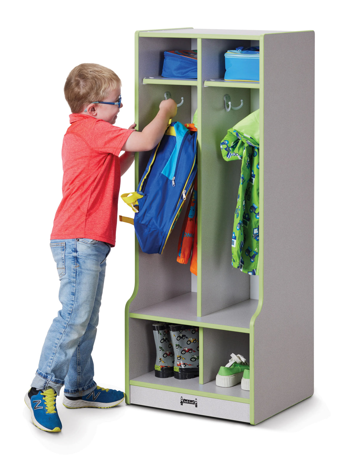 Rainbow Accents® 2 Section Coat Locker with Step - Key Lime Green